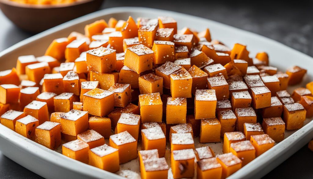 crispy sweet potato cubes