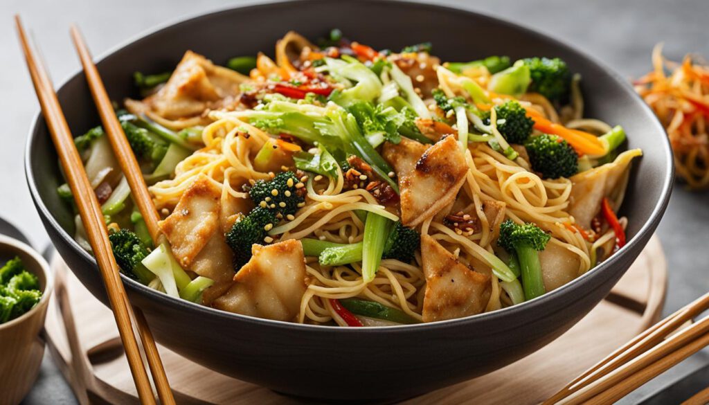 Asian Stir-Fry Wonton Noodle Bowl